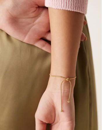 Lost Souls stainless steel 18ct gold plated bolo chain adjustable bracelet