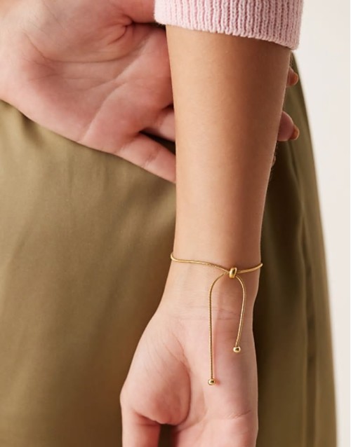 Lost Souls stainless steel 18ct gold plated bolo chain adjustable bracelet