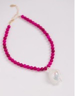 2 In A Group statement shell and bead necklace in pink
