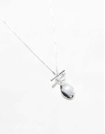 Curve silver plated necklace with T-bar and molten pendant