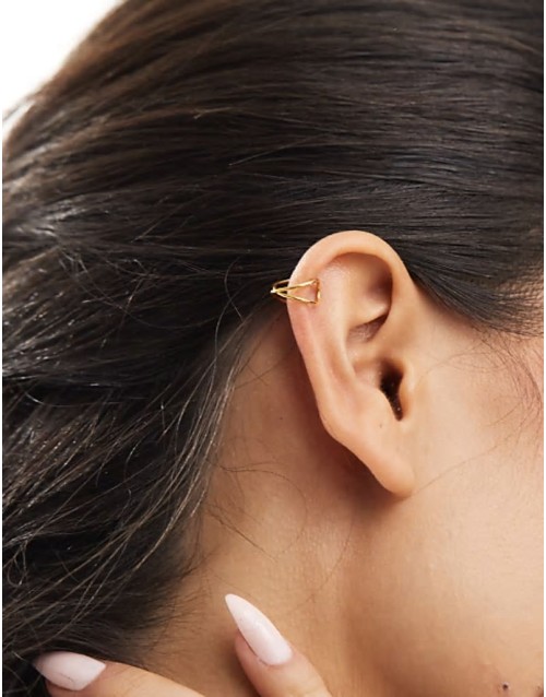 crossover ear cuff in gold plated