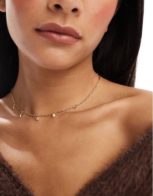 Z gold plated celestial A inital charm necklace in gold