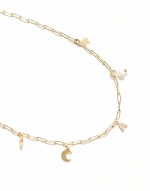 Z gold plated celestial A inital charm necklace in gold