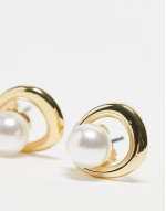 drop pearl and stud 2-pack earrings in gold