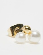 drop pearl and stud 2-pack earrings in gold