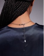 indrois multirow pearl charm necklace in silver