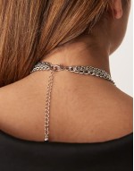 necklace with mixed pearl and chain detail in silver tone