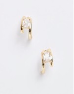 14k gold plated hoop earrings with cubic zirconia detail