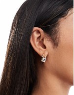 14k gold plated hoop earrings with cubic zirconia detail