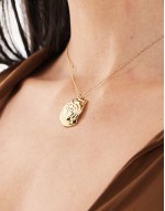 14k gold plated chain necklace with swirl detail