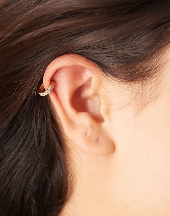 double pave clicker hoop earrings in 18k gold plated