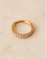 double pave clicker hoop earrings in 18k gold plated