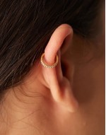 double pave clicker hoop earrings in 18k gold plated