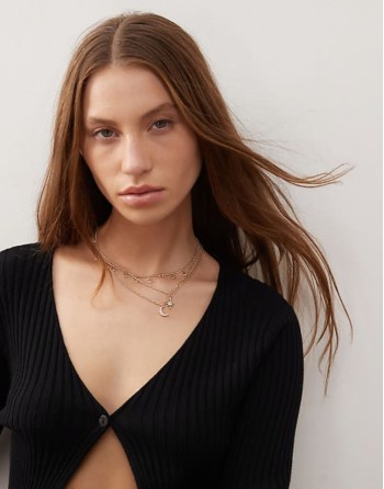 pretty 3 row cosmic necklace in gold