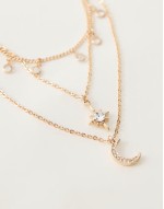 pretty 3 row cosmic necklace in gold