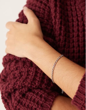 Lost Souls stainless steel thin figaro chain bracelet in silver