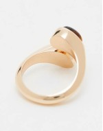 ring with wraparound design and real semi precious tigers eye in gold tone