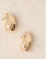 earrings in textured molten design in gold tone