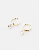 hoop earrings with crystal charm in gold plated