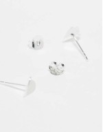flat heart stud earrings in sterling silver