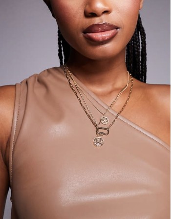 intuition multirow coin pendant necklace in gold