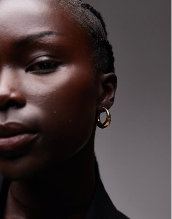 18ct gold vermeil puffy half hoop stud earrings