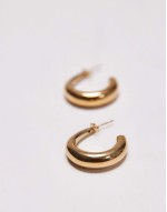 18ct gold vermeil puffy half hoop stud earrings