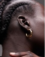 18ct gold vermeil puffy half hoop stud earrings