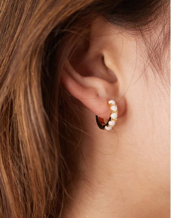chunky opal small hoop earrings in 18k gold plated