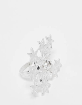 unisex star cluster ring in silver