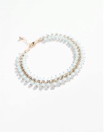 anklet with faux pearl and crystal cupchain in gold tone