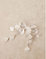 drop earrings with 3D floral design in pearl white tone