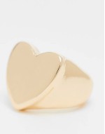 pinky ring with puff heart detail in gold tone
