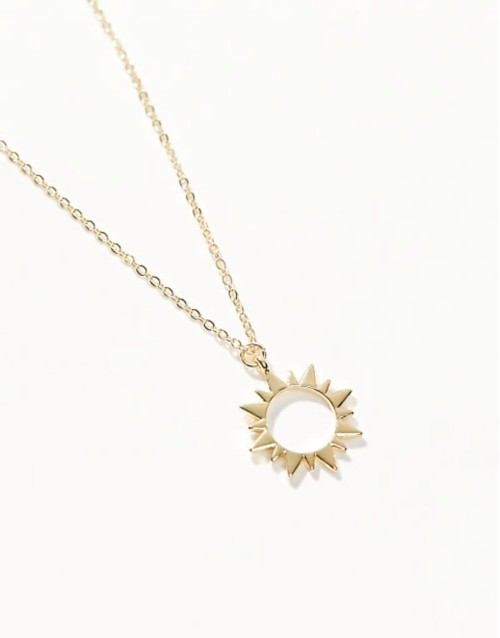 celestial sun necklace in gold
