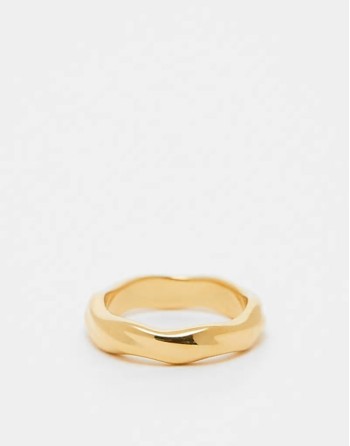 waterproof stainless steel ring with twist design in gold tone
