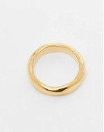 waterproof stainless steel ring with twist design in gold tone