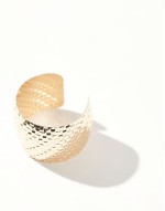 cuff bracelet with textured weave design in gold tone