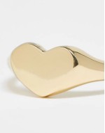 Curve 18k plated heart signet ring in gold