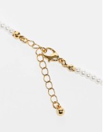 Curve 14k gold plated pack of 2 anklets with faux pearl  and fine chain design in gold tone
